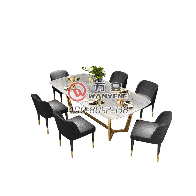 轻奢风格家具 意式轻奢大理石 方形桌子家用北欧大小户型餐桌椅组合方形后现代饭桌